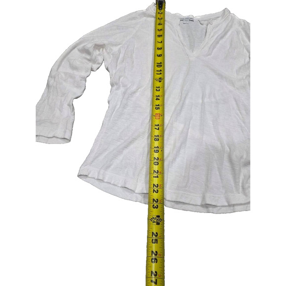 James Perse Raglan Open Henley Tee in Cotton Blend White Size 1 A003274 - Picture 4 of 9